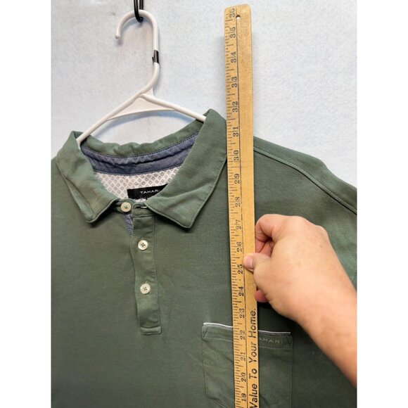 Tahari Men's Classic Polo Olive Green Short Sleeve Collar One Pocket Size XXL - Picture 6 of 9
